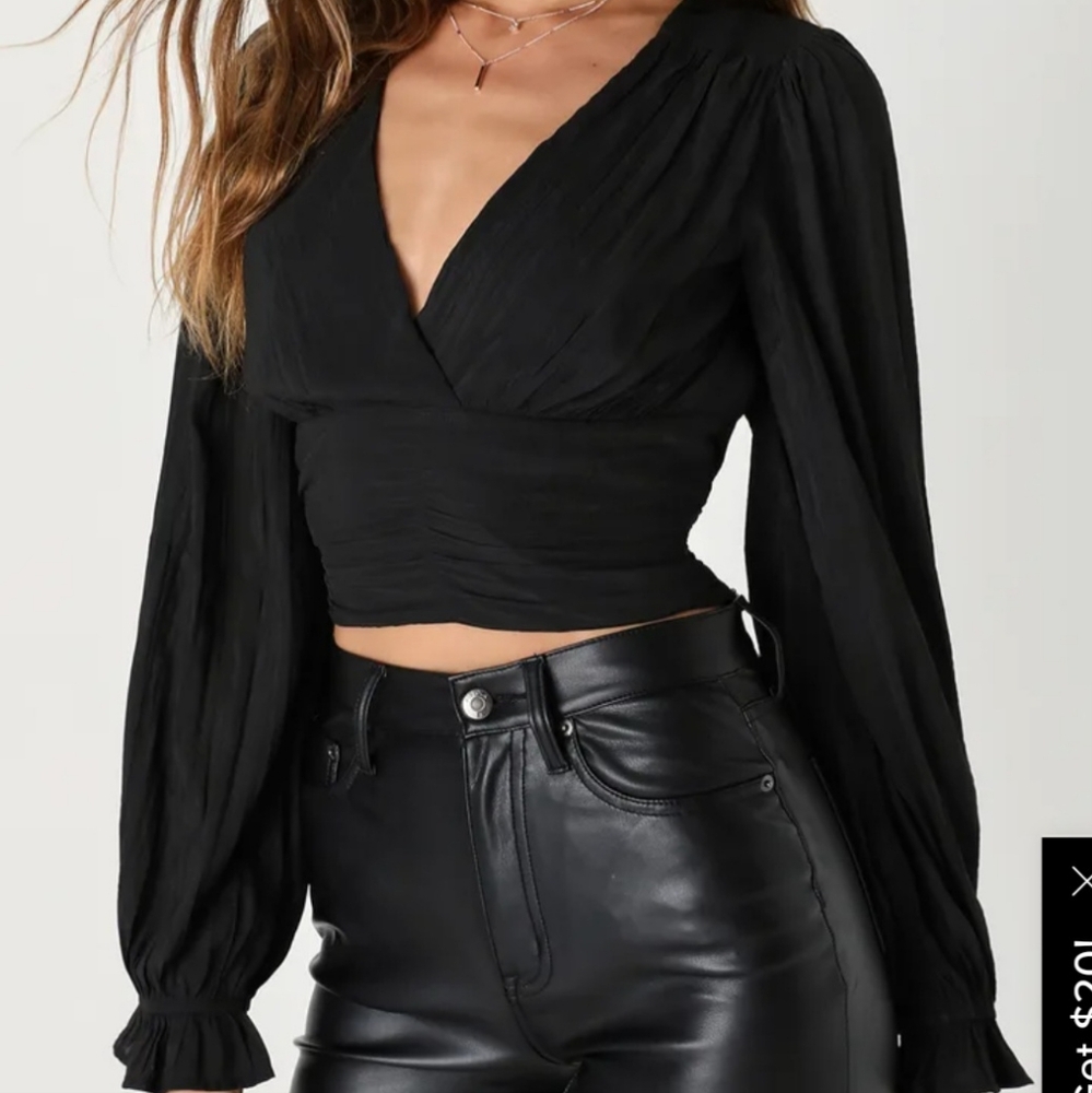 Pleated Long Sleeve Top